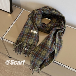 B218-WJ30-P25秋冬复古绿格子百搭围巾男女士新款保暖韩版围脖ins,围巾,星座1613（原B218）