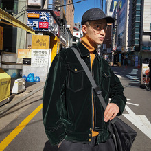上衣复古港风宽松休闲丝绒夹克男 潮流秋装 秋季 外套男春秋ins韩版