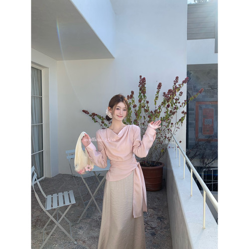 ‘韩女氛围’【AS OFFICIAL】轻松get蚂蚁腰•气质荡领绑带设计感