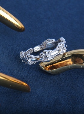 云尚服饰s925纯银繁花似锦鸢尾花浮雕戒指特别甜美时尚冷淡指环