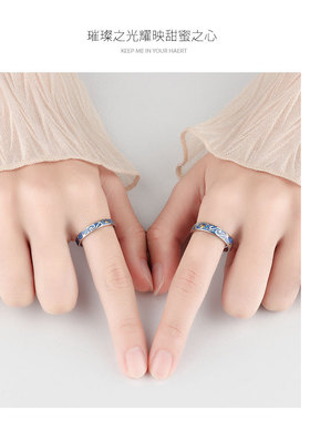 云尚服饰 925简约时尚梵高星空戒指韩版个性情侣开口对戒指