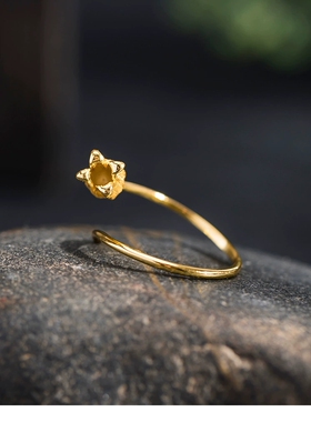 s925银原创设计简约时尚铁线莲戒指女国潮花卉指环饰品