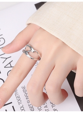 云尚服饰S925纯银时尚交织钩针带线戒指ins风开口戒指女