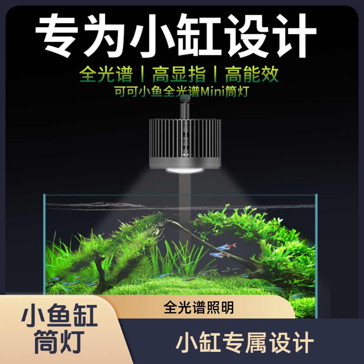 鱼缸灯LED筒灯全光谱水草造景金鱼兰寿爆藻晒苔灯迷你鱼缸专用灯