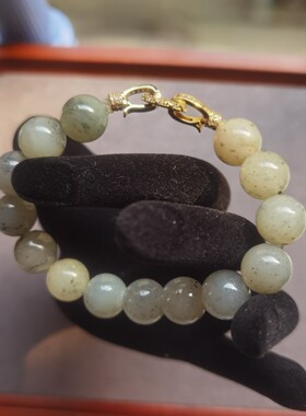 新疆和田玉青花玉珠子手链，重量40克