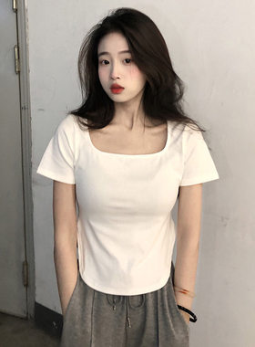 短袖T恤女夏新款韩版修身显瘦休闲打底衫学生小众辣妹时尚上衣潮