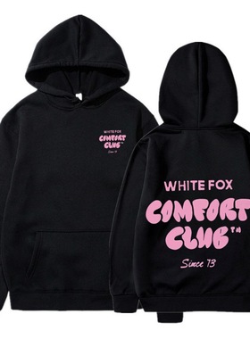 2025新款WHITE恶魔FOX欧美女式连帽卫衣休闲运动女式连帽卫衣