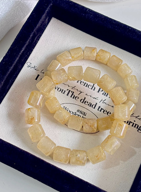 金发晶桶珠手串 天然金发晶桶珠手链