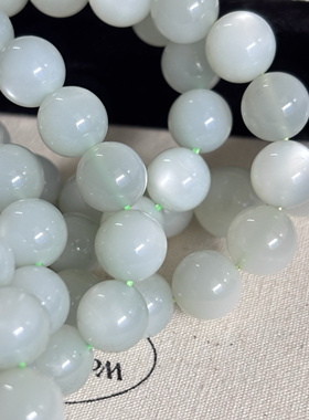 绿月光手串 天然绿月光手链 白月光石