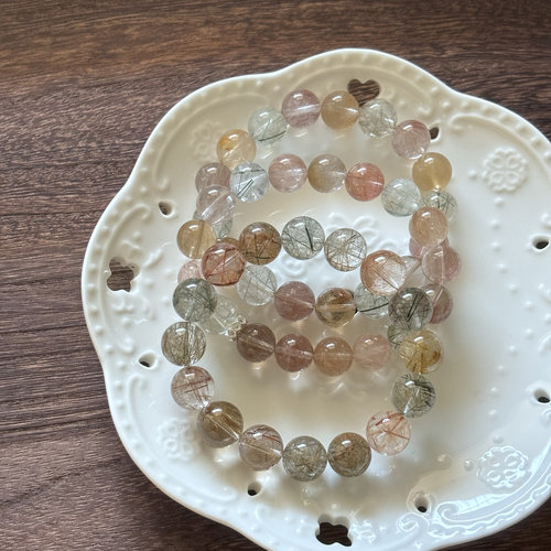 彩发晶 彩兔毛手串 天然彩发晶手链 彩兔毛手链