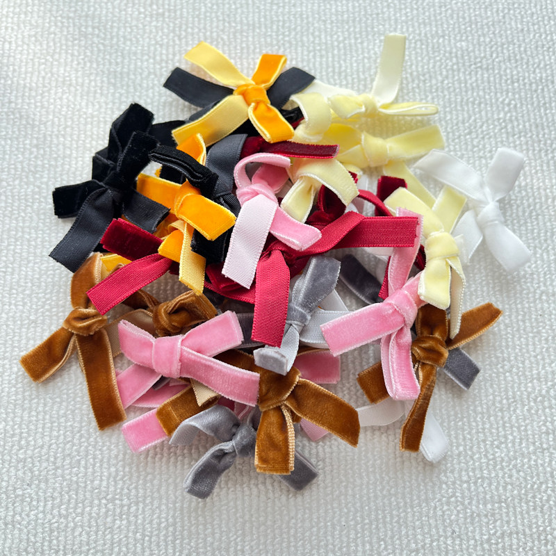1cm复古手工植绒天鹅绒DIY蝴蝶结5.5*3.5cm饰品配饰服装鞋帽辅料