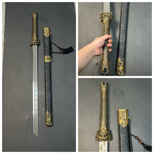 龙泉刀剑高锰钢户外冷兵器唐刀宝刀工艺品摆件未开刃