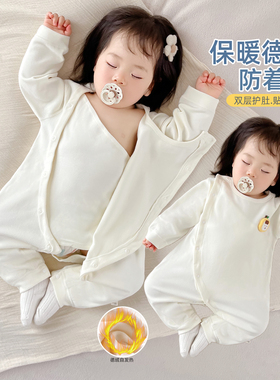 婴幼儿德绒连体衣秋冬季睡衣小月龄男女宝宝打底内衣保暖加厚66码