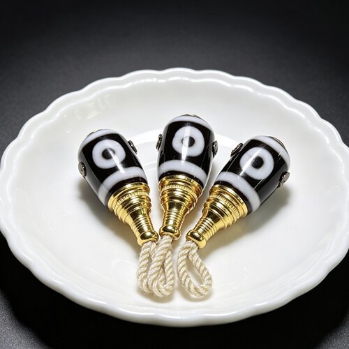 两眼天珠玛瑙三通diy珠宝文玩配饰配件配珠[东海藏宝阁]新品
