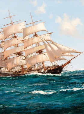 K461【英国】蒙塔古·道森（Montague Dawson）帆船油画