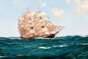 K461【英国】蒙塔古·道森（Montague Dawson）帆船油画