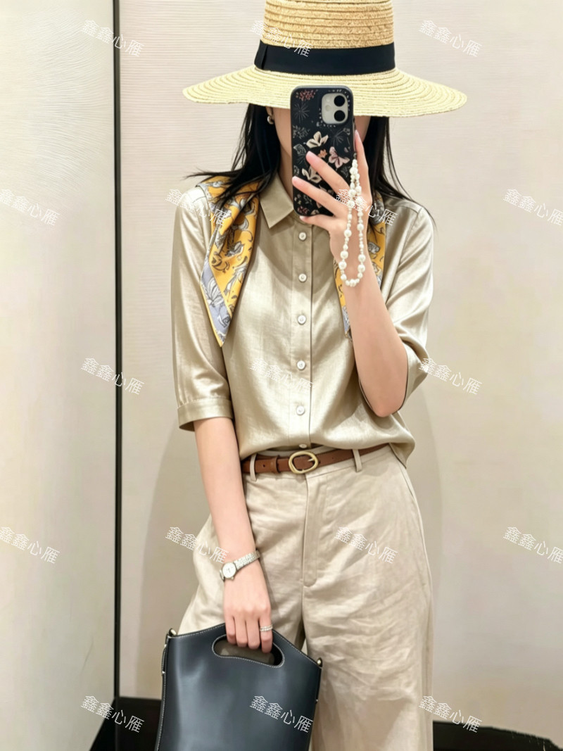 2026春夏新款港风七分袖真丝衬衫女通勤百搭显瘦气质上衣女韩系