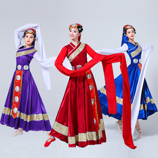 藏族演出服装心声舞蹈表演服饰蒙古水袖舞广场舞少数民族风大摆裙