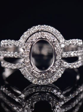 于凡珠宝 Pt950镶嵌轻奢定制女士指环空托椭圆形6*8钻石戒环指托