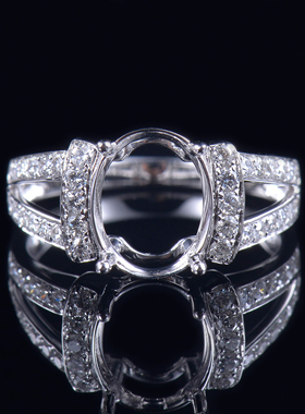 于凡珠宝 10K金镶钻戒指女轻奢椭圆形宝石空托设计支持刻字定制