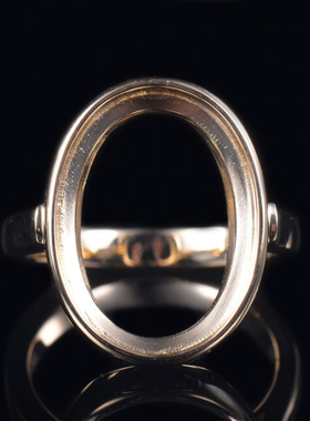 于凡珠宝 法式婚戒椭圆形10K金戒指简约戒指光面设计定制空托