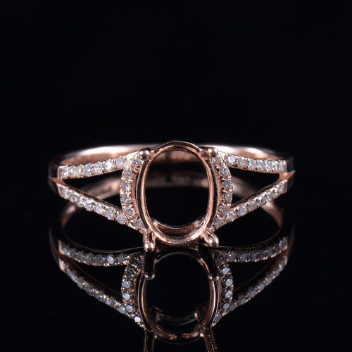 Fay Jewelry 14K金镶钻椭圆8*6镶钻戒指空托定做各种精致指环戒托