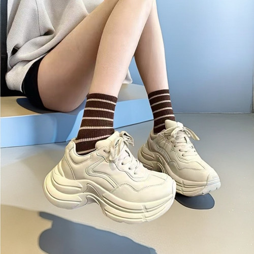 真皮老爹鞋女秋冬新款厚底增高显高显脚小白鞋运动休闲鞋女鞋9312