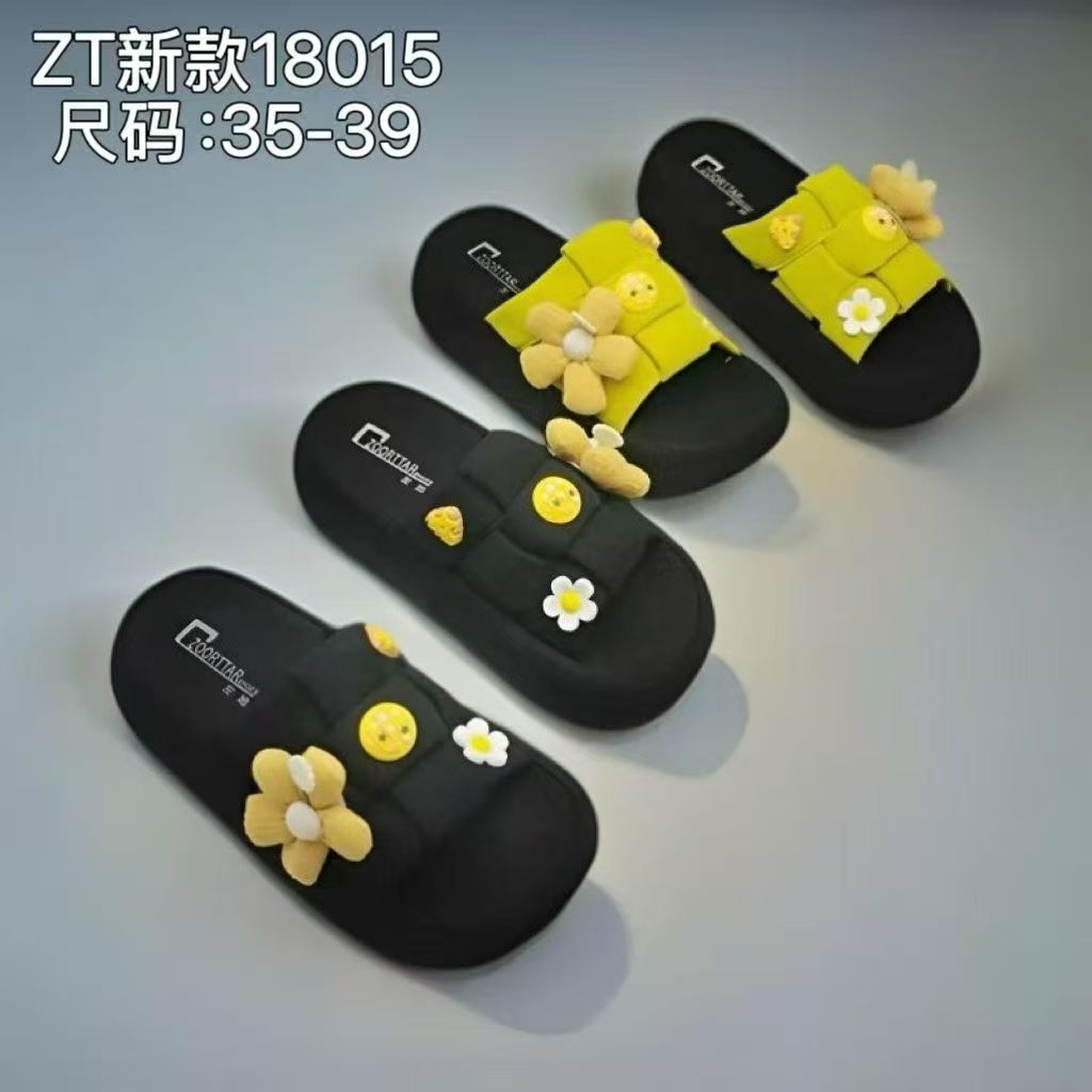 卡通一字拖鱼嘴厚底松糕拖鞋女夏外穿新款韩版拖凉拖女鞋18015