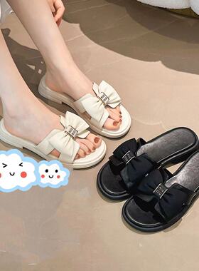 正品软底拖鞋女夏外穿2024新款百搭蝴蝶结仙女风防滑272061