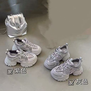 左她韩系炸街厚底小众老爹鞋女新款网面百搭增高运动休闲鞋762389