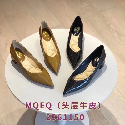 朱朱家2023春季新款韩版内外头层牛皮方跟小矮跟简约单鞋2961150