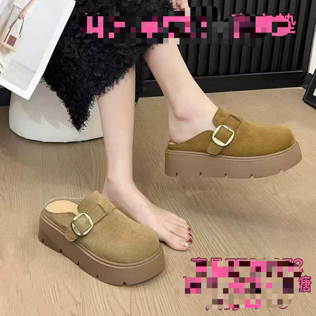 ZOORTTAR左她松糕厚底勃肯鞋女外穿搭扣休闲包头鞋增高96972