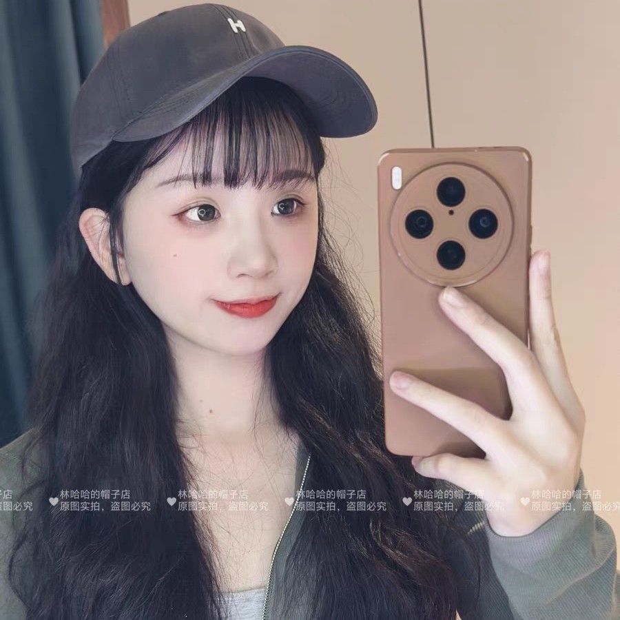 简单款小H字母刺绣软顶棒球帽女防晒遮阳情侣鸭舌帽男百搭小众ins
