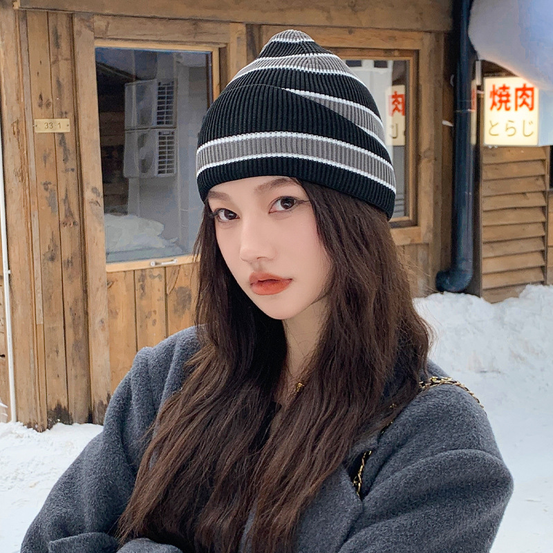 新款四季飞织男女士针织帽子大头围冷帽男欧美temu慵懒风帽子保暖