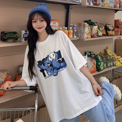 實拍 韓版個性寬鬆印花短袖t恤