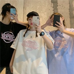 實拍韓版BF寬鬆字母印花短袖T恤