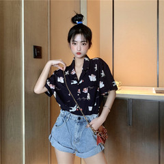 Japanese lovely angel retro Hong Kong Style Short Sleeve Shirt