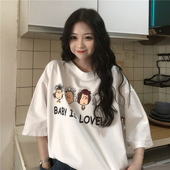 實拍    韓版學院風新款卡通T恤短袖女