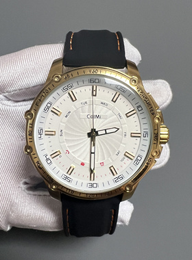 正品ColMi品牌时尚潮流间金白盘精钢石英休闲时尚橡胶手表男高级