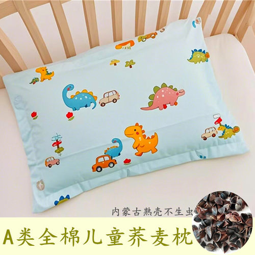 儿童枕头幼儿园荞麦壳午睡3-6岁-12岁宝宝小孩纯棉卡通枕套小枕芯