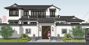 鄉村別墅施工圖024中式 二層 風格