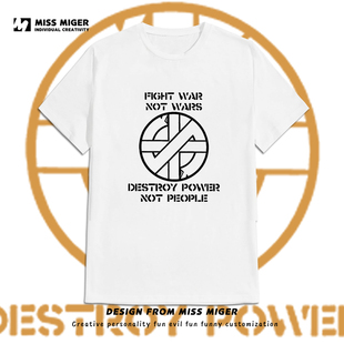 Not War War纯棉圆领国潮可定制T恤 朋克摇滚Fight Crass乐队短袖