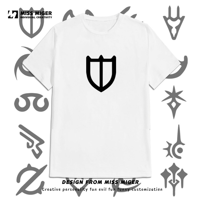 最终幻想14徽章FF14艾欧泽亚全职业游戏男短袖T恤夏季纯棉定制T恤