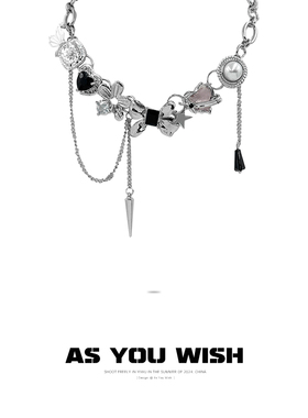 甜酷蝴蝶结爱心花朵锁骨链