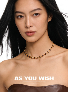 轻奢咖色玻璃钻串珠锁骨链