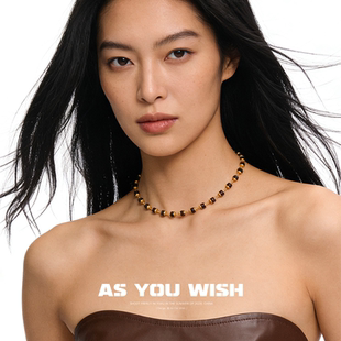 高级感项链女 轻奢咖色玻璃钻串珠锁骨链时尚 ASYOUWISH 2025年新款
