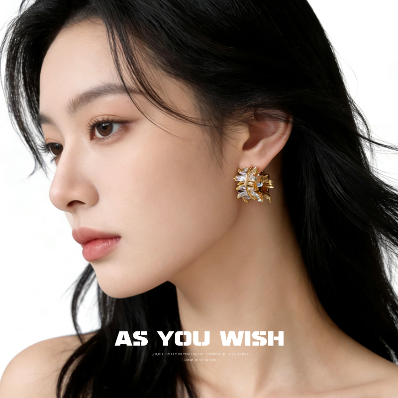 ASYOUWISH 轻奢蕾丝飘带设计镶钻耳环时尚高级感精致气质耳钉耳饰,饰品/流行首饰/时尚饰品新,耳钉,淘宝优惠券,粉丝福利购,淘宝优惠卷