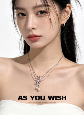 超仙绝美丝带蝴蝶结珍珠项链