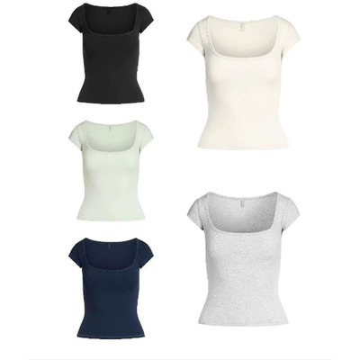 卡戴珊同款SKIMS方领短袖T恤修身