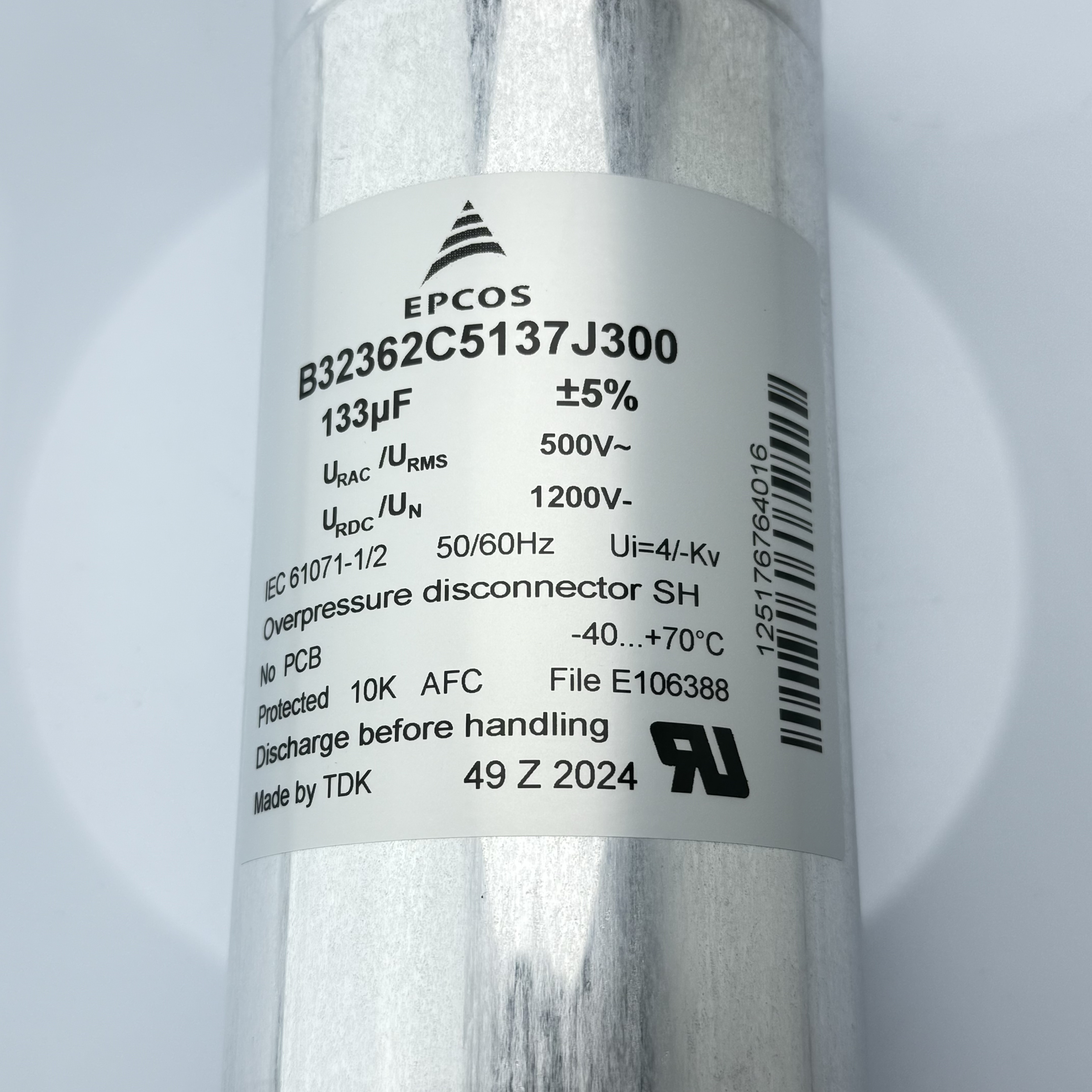 B32362C5137J300 j031 133UF 500V EPCOS电容器全新原装 爱普科斯